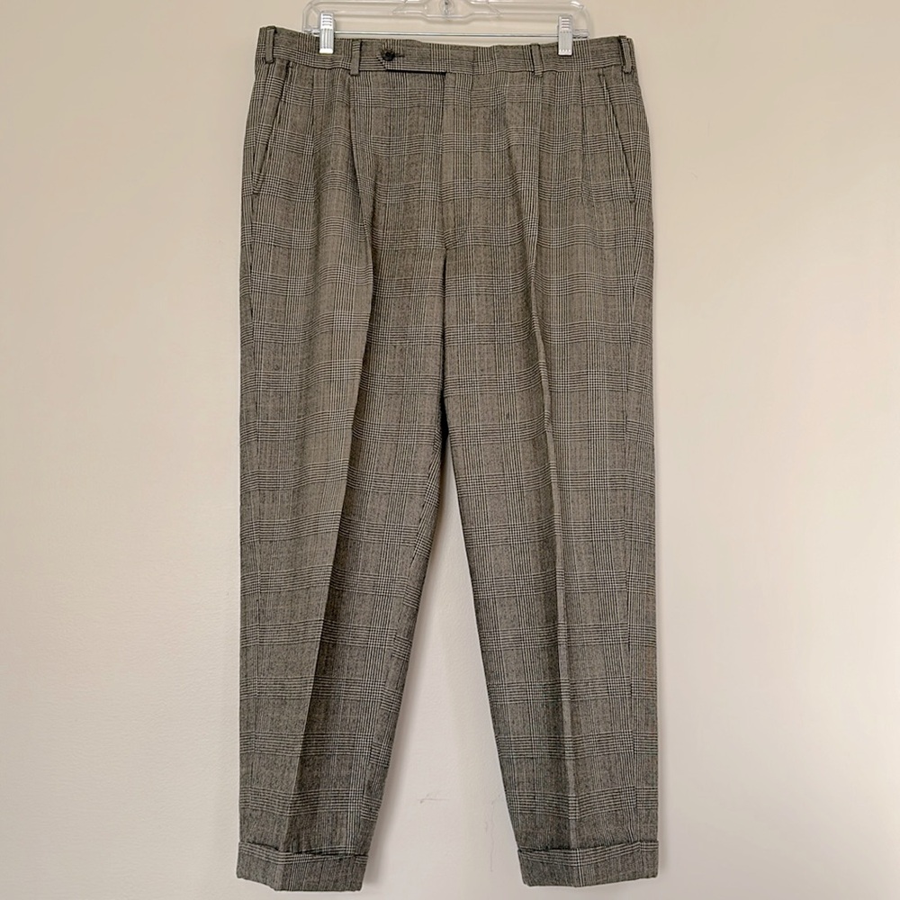 Brooks Brothers 100% Worsted Wool Dress Pants.  Black, gold, cream. Size 38 x 28